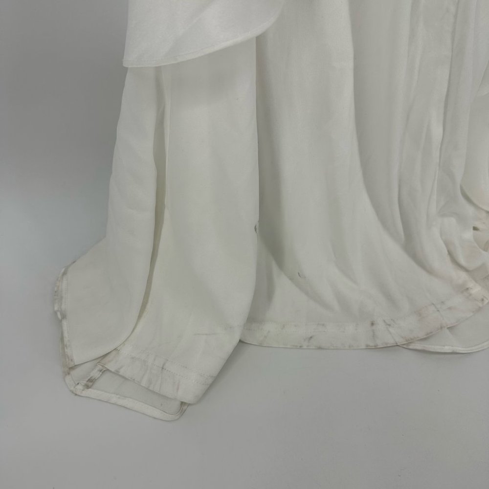 Lulu's Eternal Bond White Satin Ruffled Flutter Sleeve Maxi Dress Flawed NWT XL - Picture 12 of 12